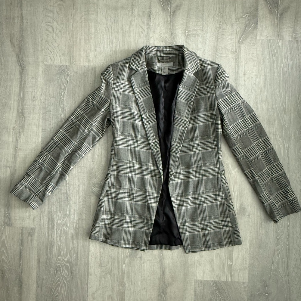 H&M Women's Gray Plaid Blazer